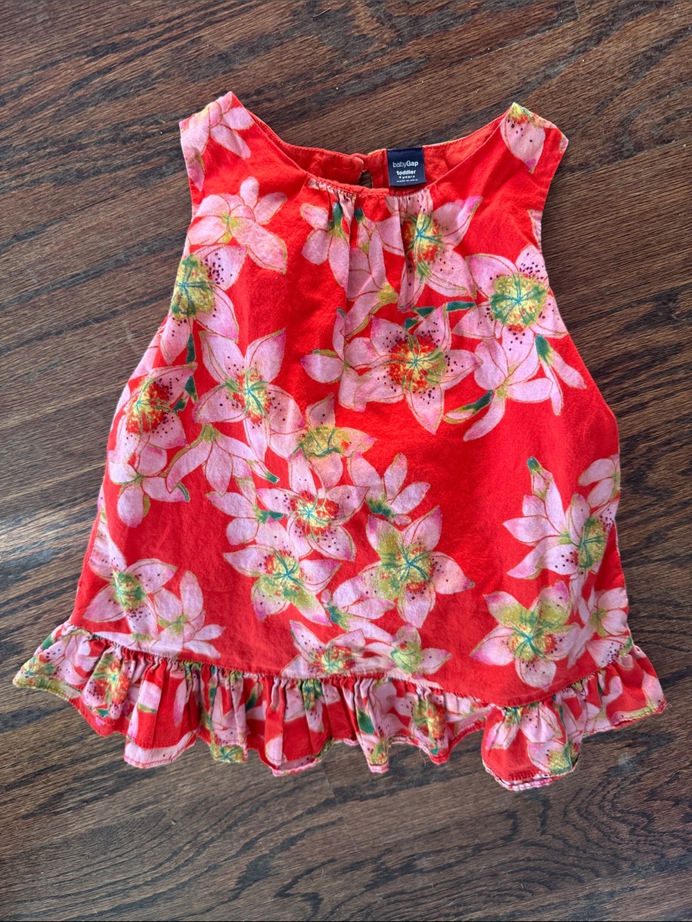 GAP Red Floral Ruffle Tank Top size 4